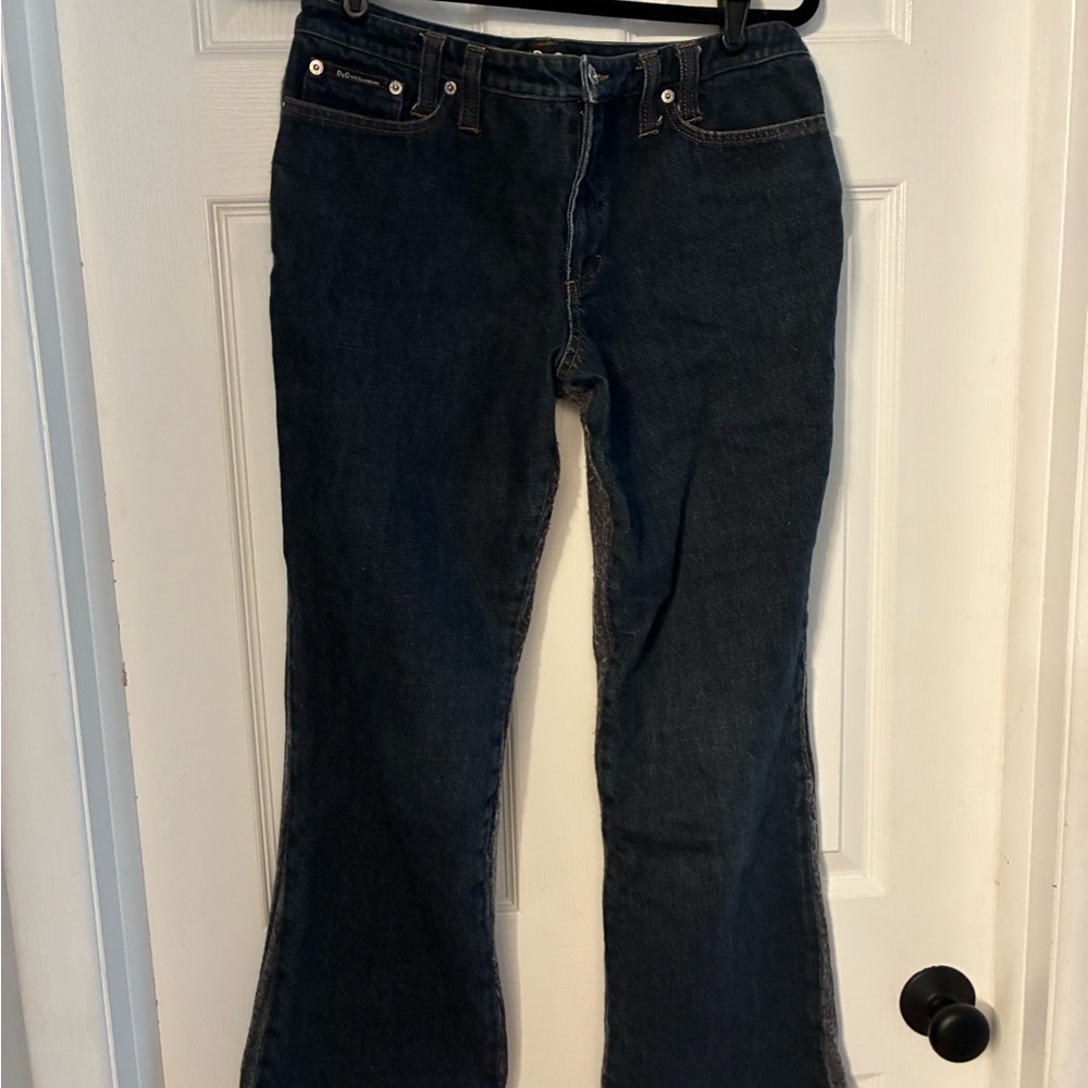 Vintage D & G Dolce Gabbana Sweater Knit Jeans -Check Unique Backside - Sz 31